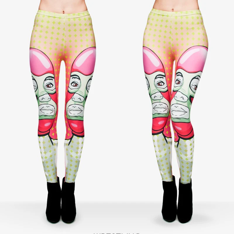 2017 Funny Leggings Women Basic Pant Wrestling Printed Leggings 3D