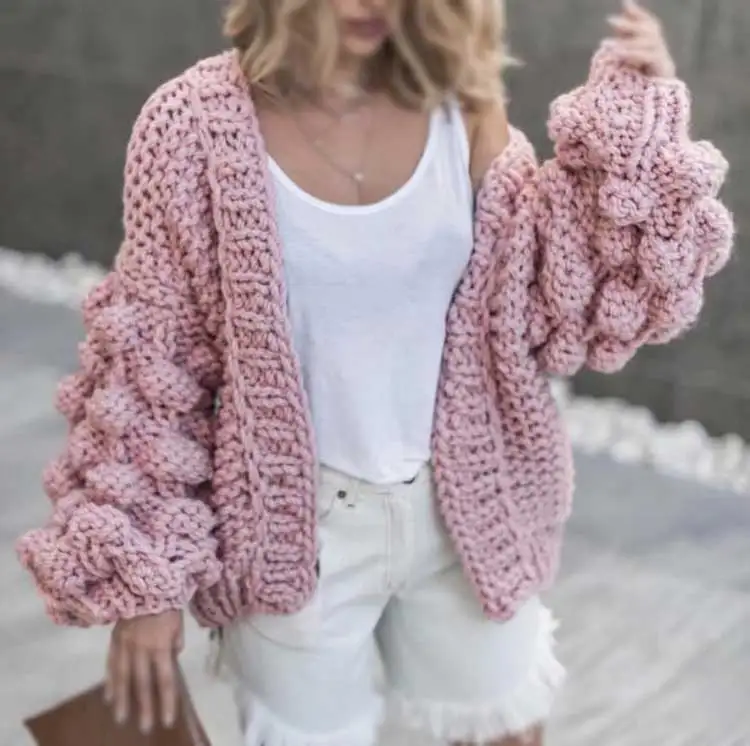 BOHO INSPIRED Pop pom pom Knit Oversized Cardigan 2018 Autumn winter ...