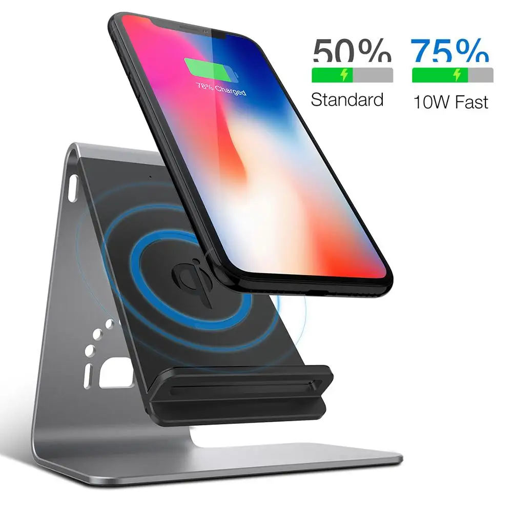 

Wholesale 2-in-1 Aluminium QI Wireless Charger Stand Holder Bracket for iPhone Apple Watch