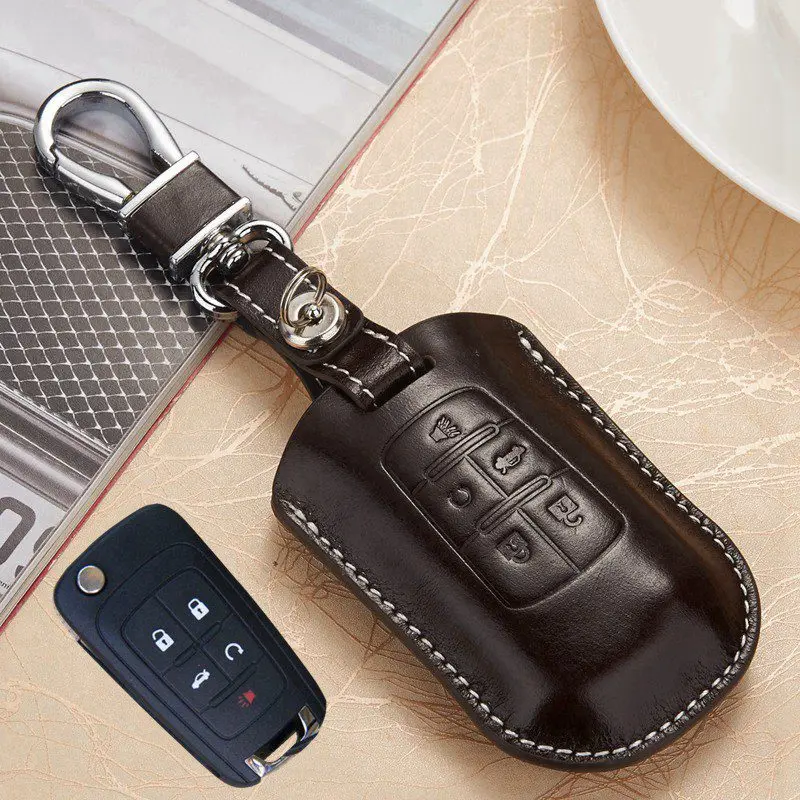 

Leather Car Key Fob Cover Case for Buick LaCrosse Regal for Chevy Malibu Equinox for GMC Terrain Key Chain Holder Accessories