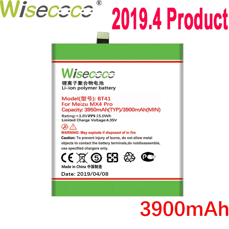 

WISECOCO 3900mAh BT41 Battery For Mei zu MX4 Pro Mobile Phone In Stock Latest Production High Quality Battery+Tracking Number