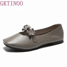 GKTINOO/ г.; женская обувь на плоской подошве из натуральной кожи; женская обувь на плоской подошве с цветочным узором; удобные мокасины на мягкой подошве для женщин