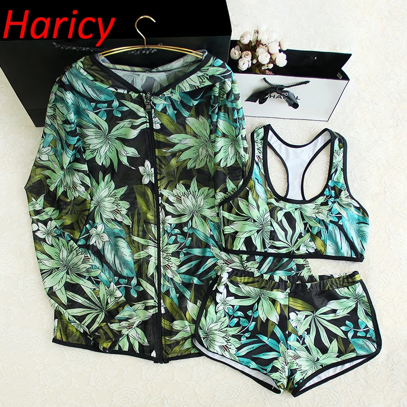 

2018 Sexy High Neck Sporty Bikini Swimwear Women Swimsuit Brazilian Bikini Set Green Print Girl Beach wear Bathing Suits