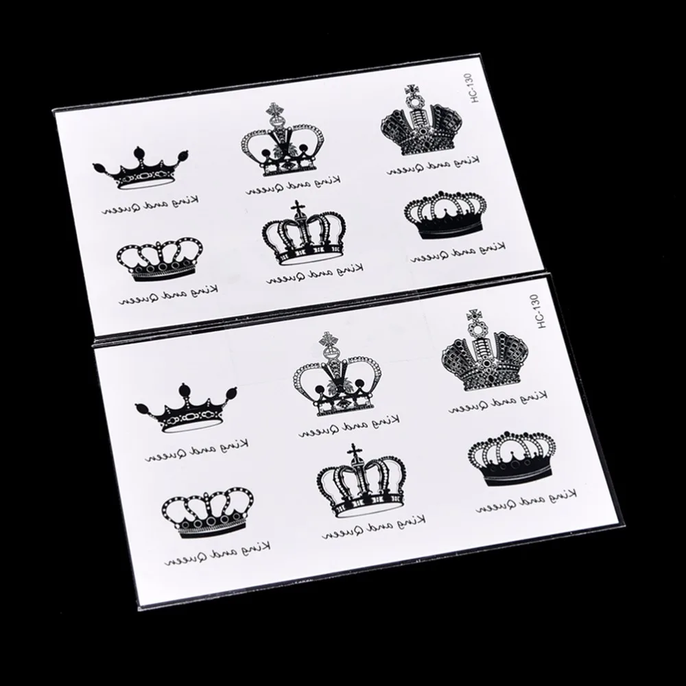 

10.5*6cm Waterproof Crown Pattern Temporary Tattoo Simulation Alphabetical Men and Women Tattoo Stickers Body Art