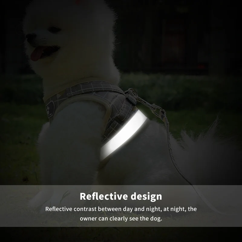 Шлейка с поводком для собак, кошек, регулируемый жилет, товары для прогулок, светоотражающий мягкий сетчатый ошейник для щенков, для маленьких средних и больших собак