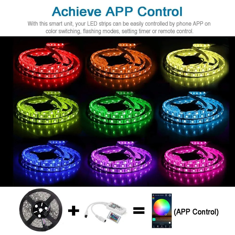 Умный светильник полосы Управление Wi Fi RGB LED 5 м 10 15 М 5050 Водонепроницаемый IP65 Неон