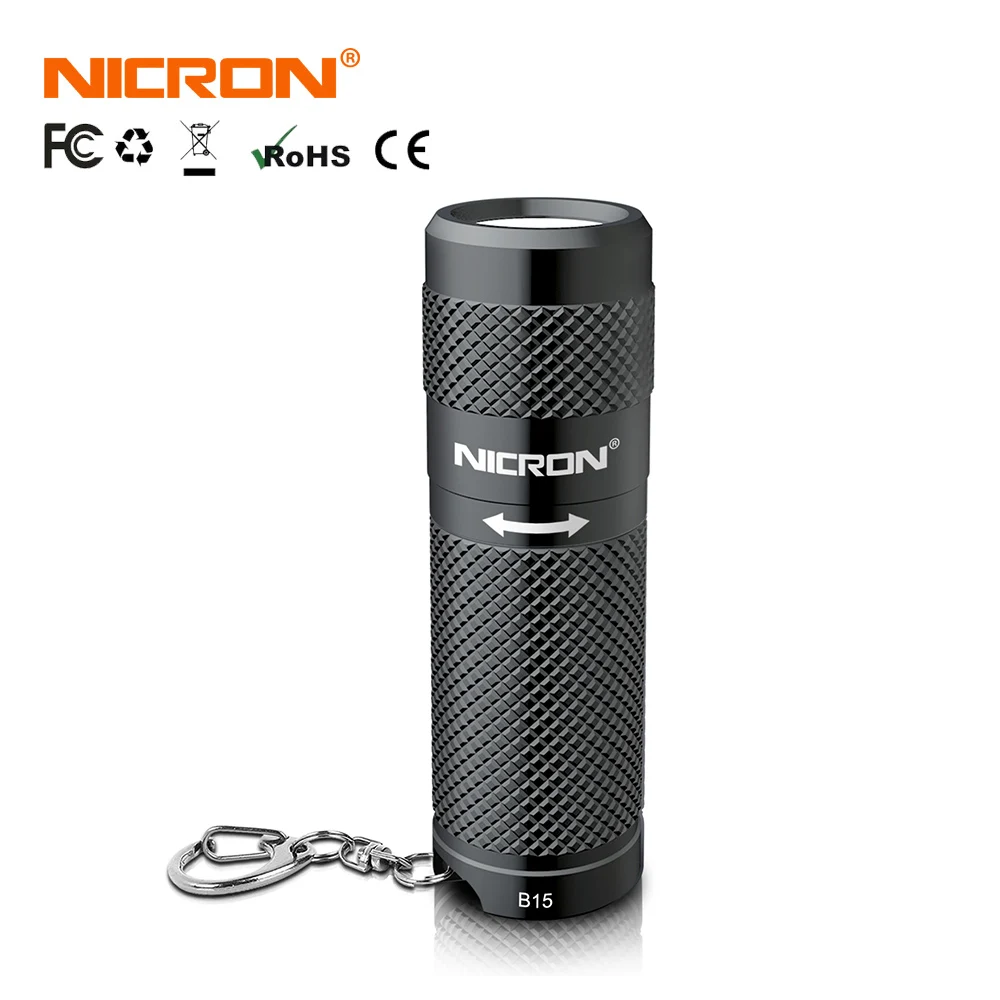 

NICRON Mini LED Keychain Flashlight Twist Use For 5 Modes Waterproof IPX4 400LM 1000cd Support 16340 / CR123A Led Torch Lamp B15