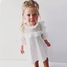 2017 Hot Fashion Baby Girl Lace Cotton Dress Infant Princess Summer Style White Half Sleeve Hollow