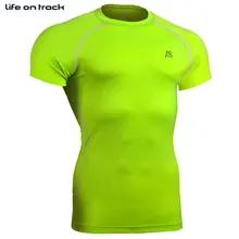 Мужская Бодибилдинг дышащая Спортивная Джерси быстросохнущая облегающая одежда для фитнеса на открытом воздухе Беговая футболка