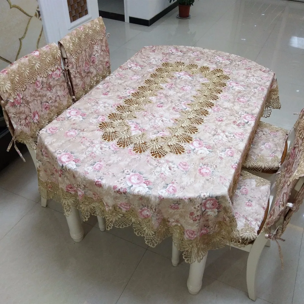 ارتفع فخور الرعوية مفرش مائدة دانتيل الجدول غطاء الأوروبية جولة مفرش طاولة مخدة كرسي الزفاف ديكور مفرش طاولة غطاء مقعد