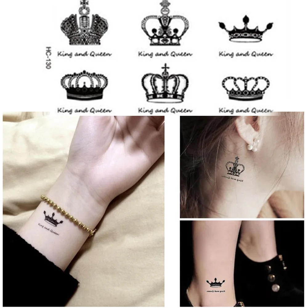 

New Creative Design Crown Pattern Temporary Tattoos Arm And Wrist Women Men Style Disposable Waterproof Flash Tattoo