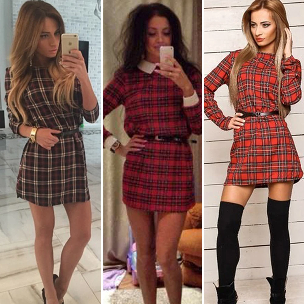 red check tunic dress