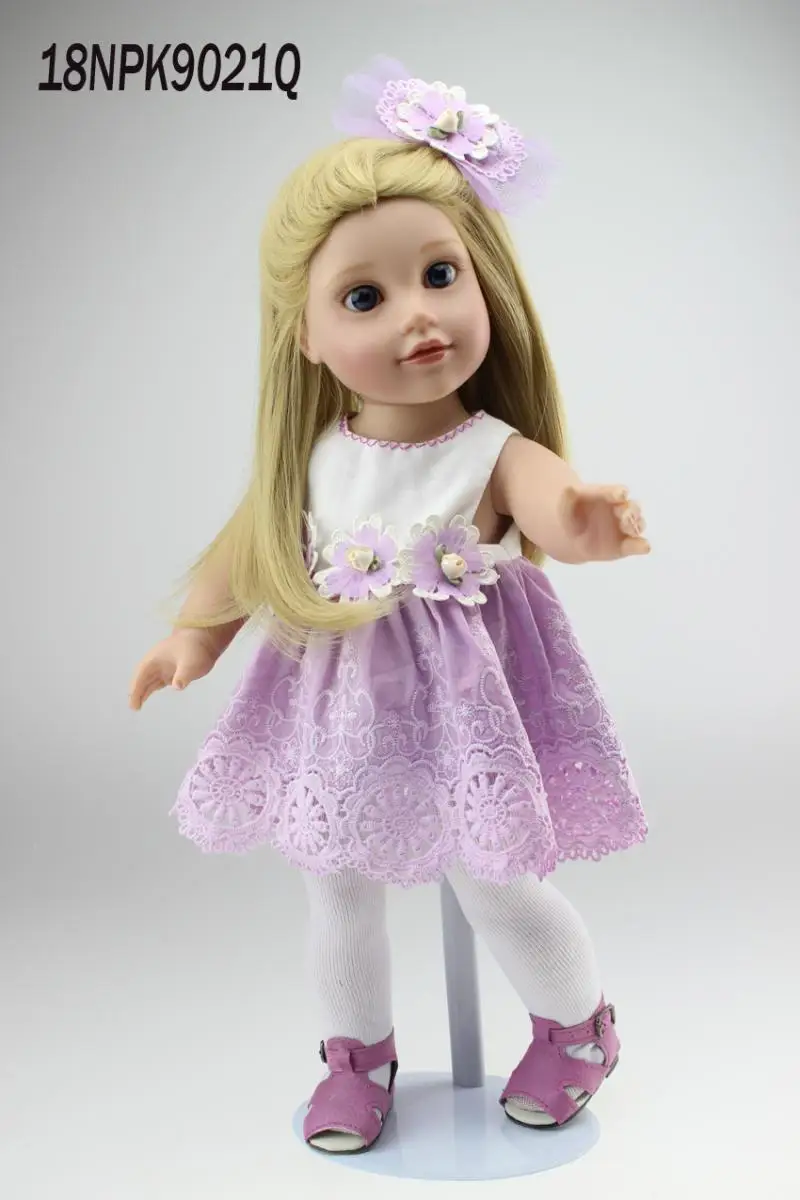 

NEW 18" Blonde Hair 45cm american princess Doll Realistic Baby Toys Birthday Gift for girls kids boneca reborn