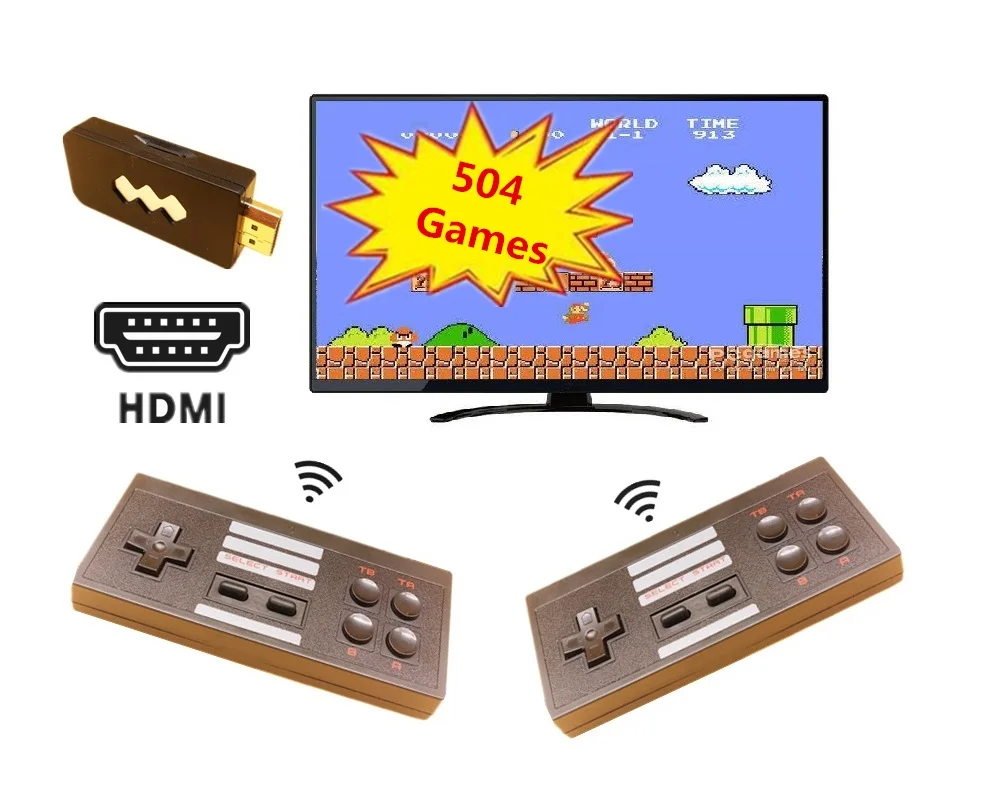

HDMI Retro Mini TV Game Console Video Games for NES Games with 2 Wireless Gamepads 504 Different Games