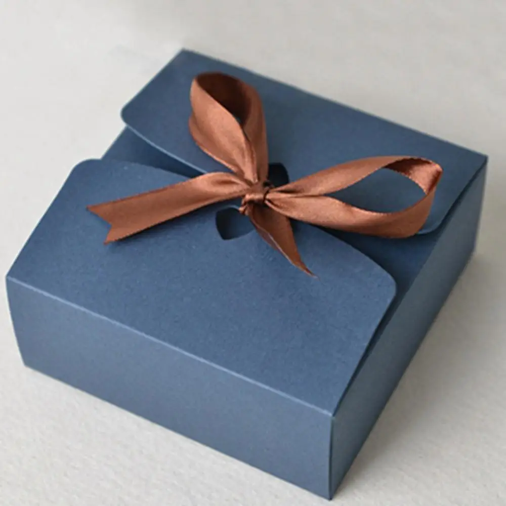 Крафт-коробки с лентой, свадебные коробки, подарочные коробки для детского душа, подарочные коробки для вечеринок 30 шт./лот - Цвет: Темно-синий