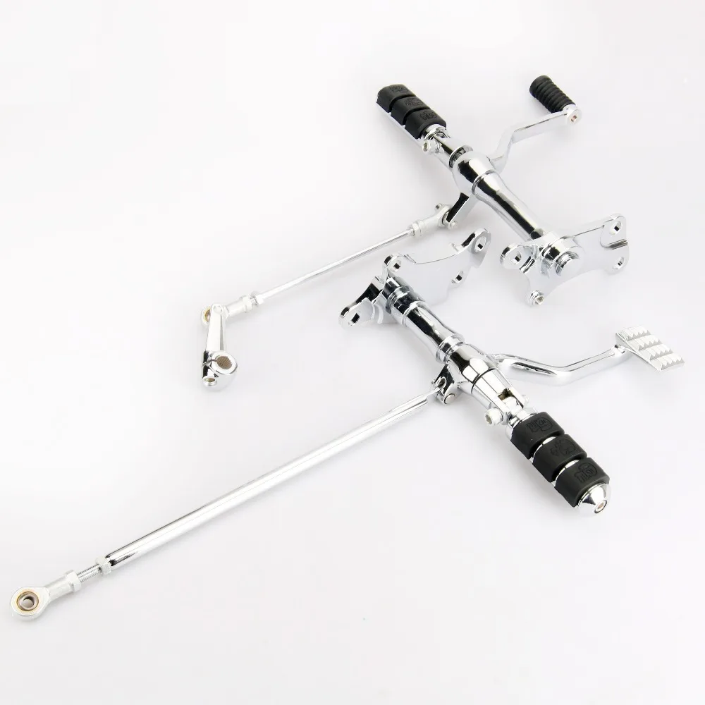 Motorcycle chromed Forward Controls pegs Foot Pegs Levers Linkage For