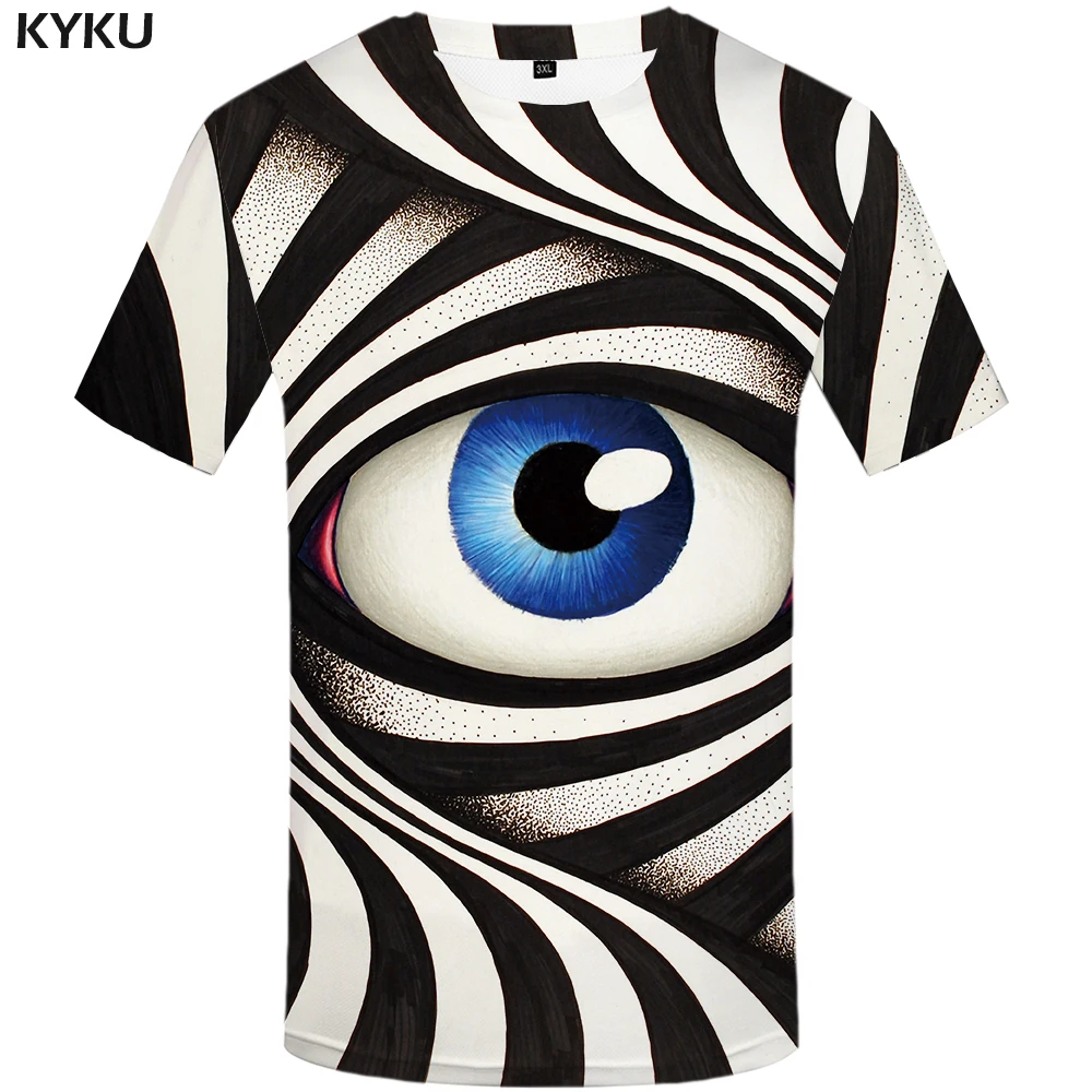 KYKU Eye Футболка Мужская винтажная уличная футболка в стиле хип хоп черно белая с
