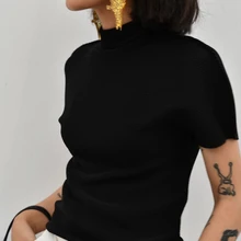 Плиссированные складные Высокий воротник с коротким рукавом Футболка MIYAKE плиссированные черные рубашки