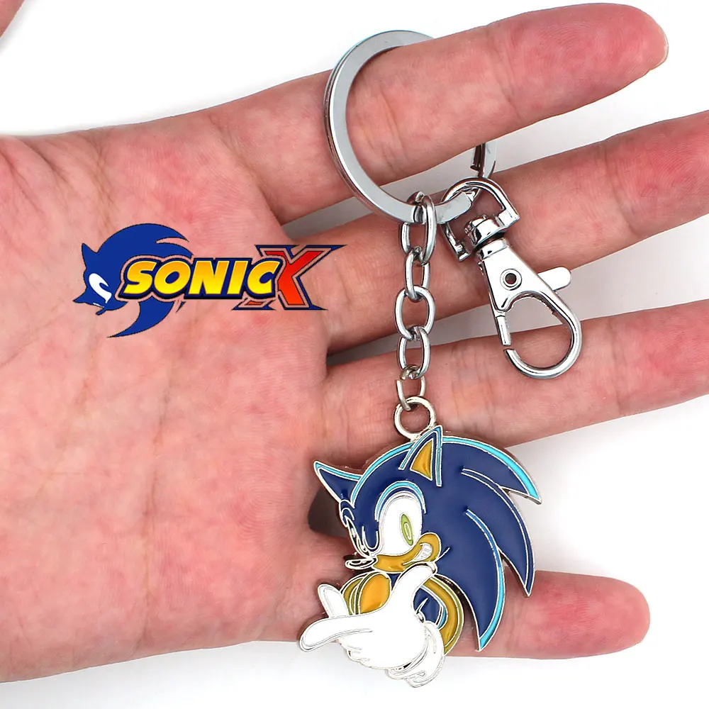 

Game Sonic The Hedgehog Key Chain Sonikku za Hejjihoggu Zinc Alloy Blue Key Ring Metal Pendant Cosplay Collection Accessories