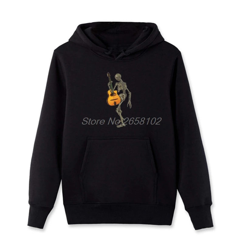 

Spring Autumn Men's Cotton Hoodie Skeleton With Gypsy Jazz Guitar Print Hoodies Hip Hop Sweatshirt Coats Harajuku Streetwear