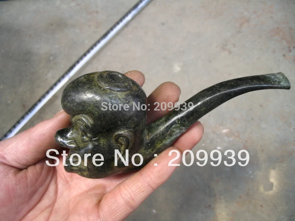 

huij 00160 Collections Smiling face bronze Pipe statue (A0314)