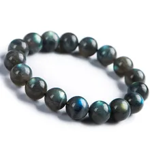 13 мм натуральный Лабрадорит Bacelet Радужное свечение растягивающиеся круглые бусины хрустальные подвески браслеты для женщин Femme
