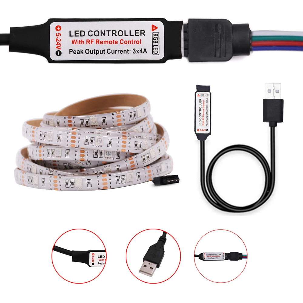 DC 5V USB 5050 RGB Светодиодная лента Цвет изменчивый ТВ Настольный экран фон смещение