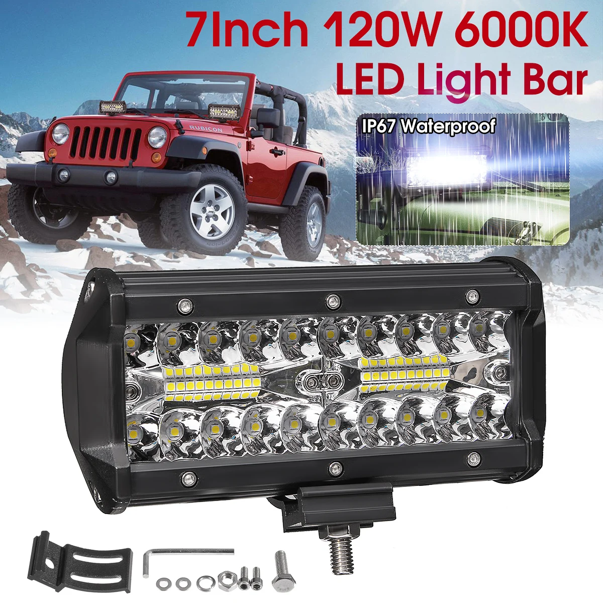 

motorcycle ramp 12V 24V auto fog lamp 7inch 120w LED work light bar combo beam car Driving lights for Off Road truck 4WD 4x4 UAZ