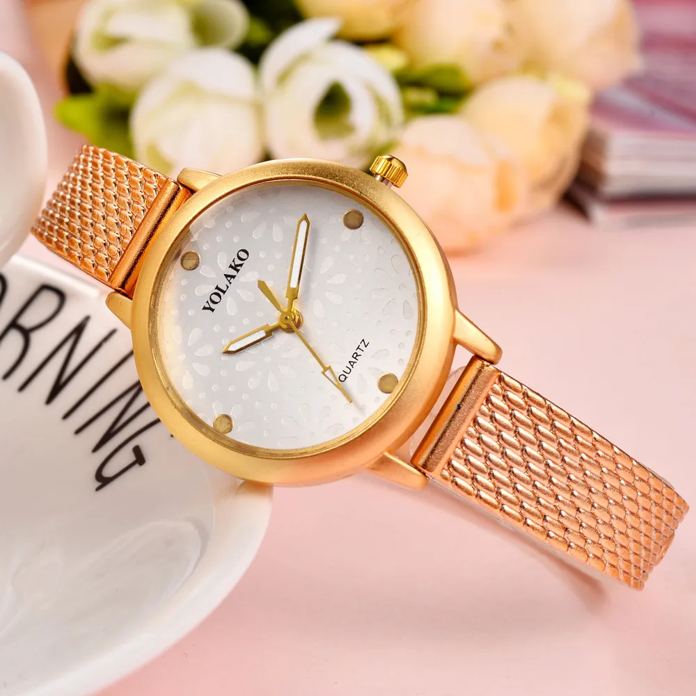 YOLAKO Luxuy/брендовые новые модные и повседневные женские часы Montre femme кварцевые