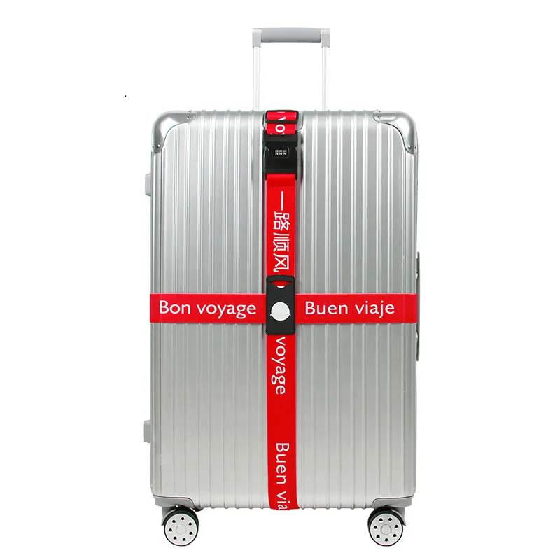 3 цифры Замок с паролем Пряжка ремень для багажа Дорожный чемодан полиэстер крест багажный ремень для обвязки аксессуары для путешествий - Цвет: Red   Luggage belt