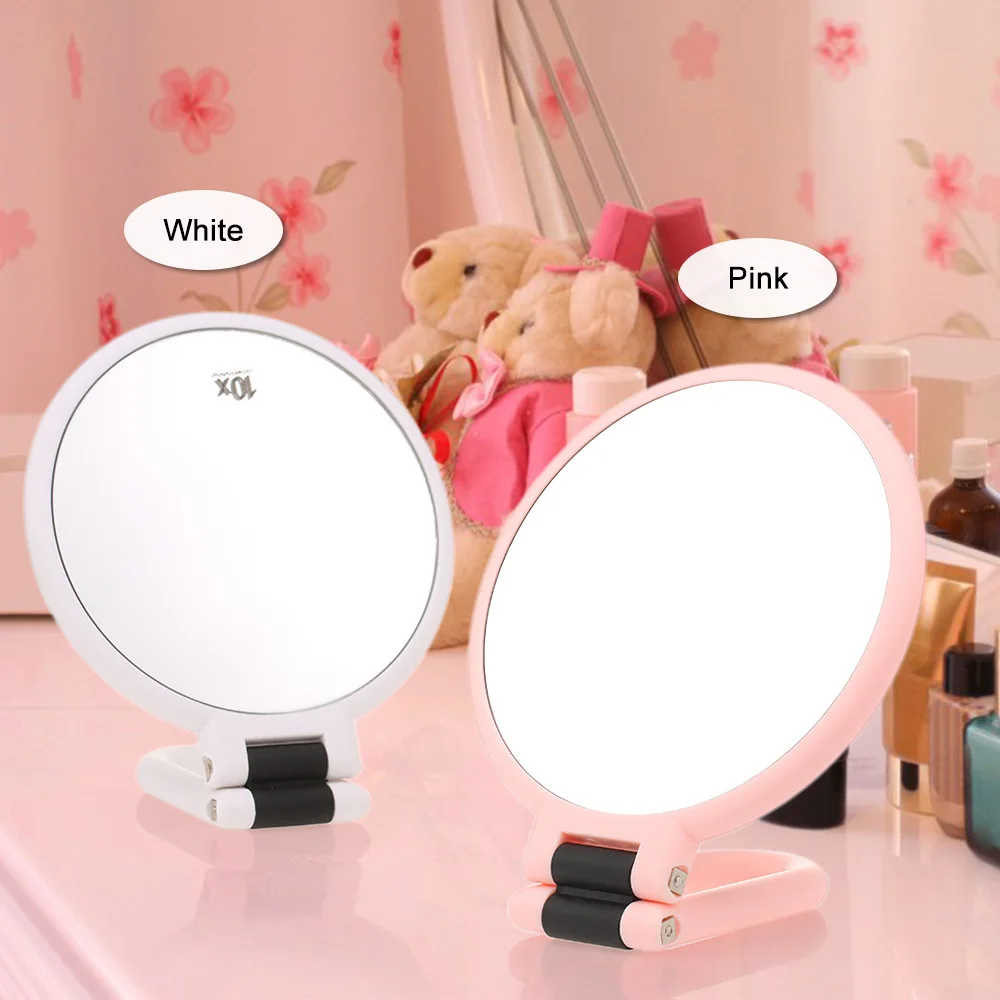 Двусторонний складной ручной зеркало дорожное зеркало для макияжа Высокое разрешение 10X/15X увеличительное зеркало для красоты