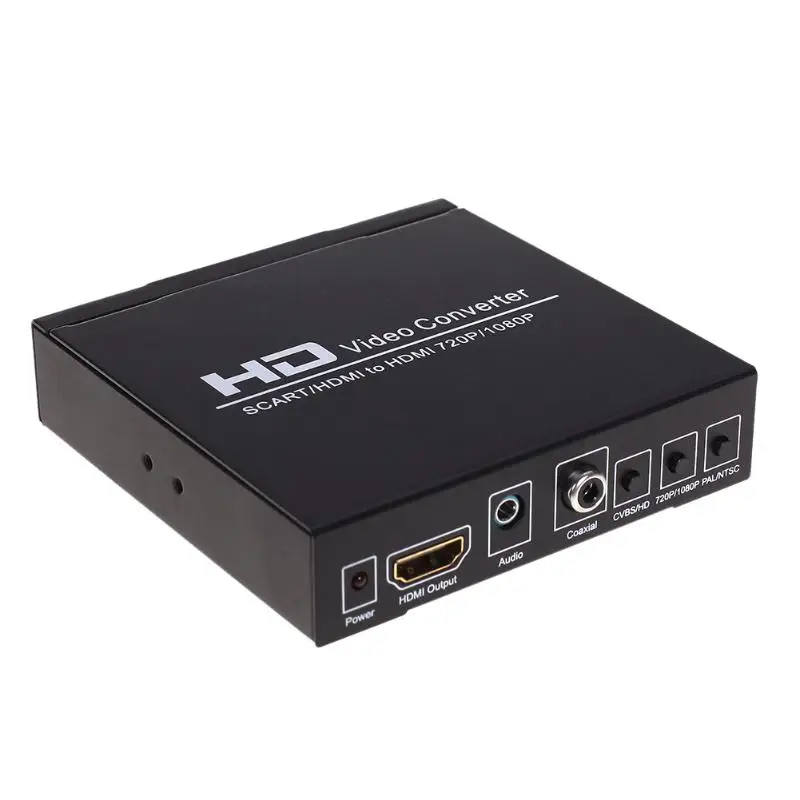 1080P SCART to HDMI Upscaler Video Audio Converter HDTV For XBox EU Plug Upscaler AV PAL NTSC Signal Adapter HD Receiver 3D vention hdmi to dvi converter full hd 1080p audio converter adapter with dual audio interface for hdtv projector drop shipping