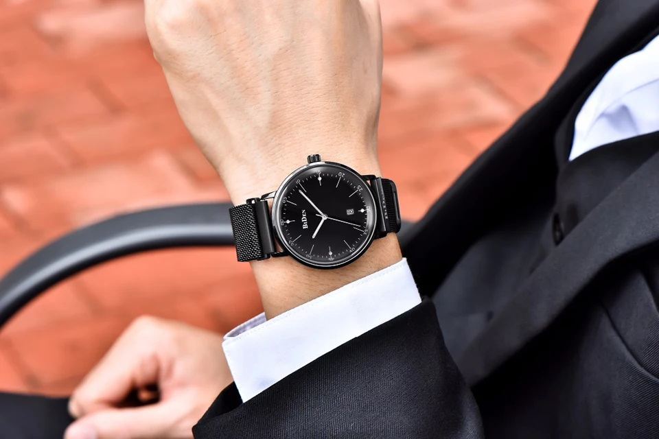 BIDEN новые топ роскошные часы для мужчин бренд s часы ультра тонкий Нержавеющая сталь сетка группа кварцевые часы модные повседневные наручные часы