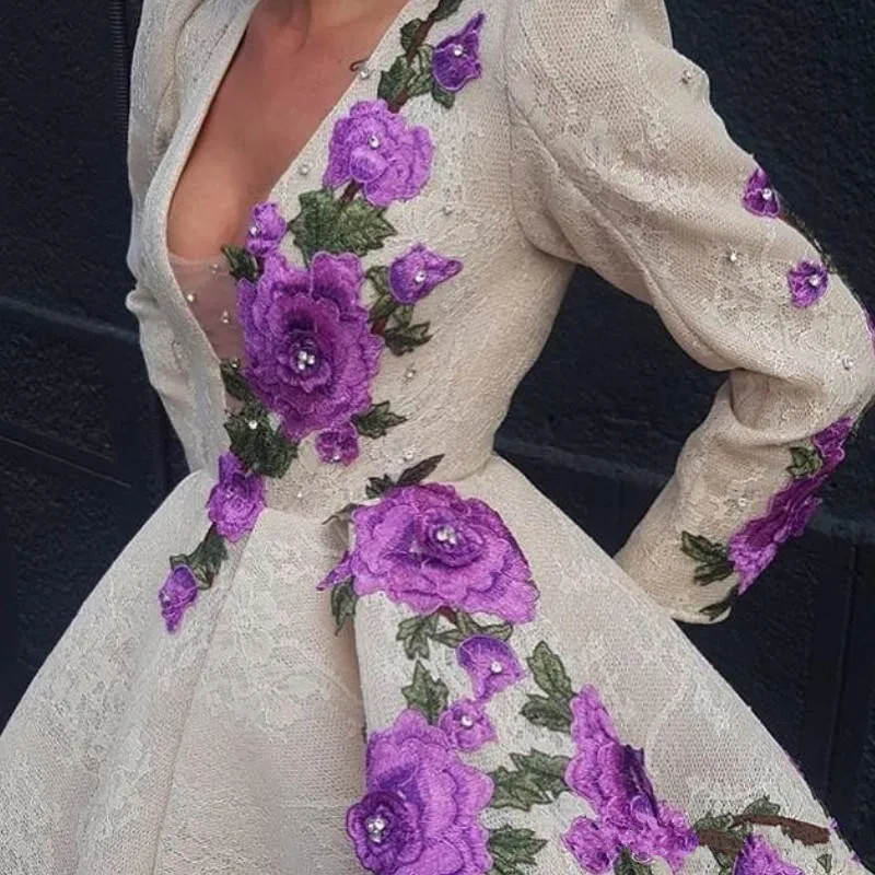 Роскошные вечерние платья с вышивкой Robe de soiree Abendkleider Lebanon вечерние платья с длинным рукавом длинное вечернее платье кружевное с v-образным вырезом