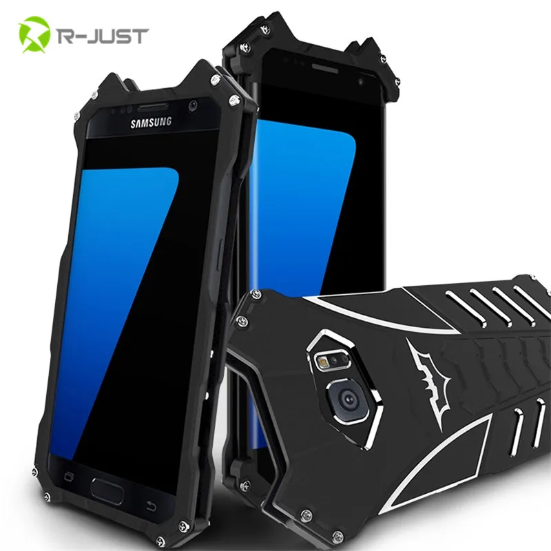 R-JUST BATMAN Series Luxury Doom Heavy Duty Armor Metal Aluminum Mobile Phone Case For Samsung Galaxy S6 S7 edge plus note 5 Bag