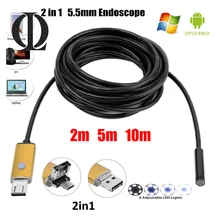 2EM1 PC USB Endoscópio Android Câmera de 5.5mm 2 M/5 M/10 M Lens Tubo IP67 À Prova D’ Água Câmera Cobra Tubo de Inspeção endoscópio Endoscoop