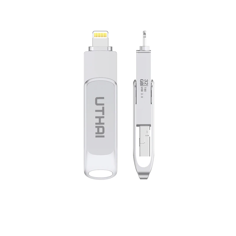 USB флеш накопитель UTHAI T80 с разъемом Lightning/Micro/USB 3 0 128 ГБ 64 ГБ|pendrive stick|metal pen driveusb flash