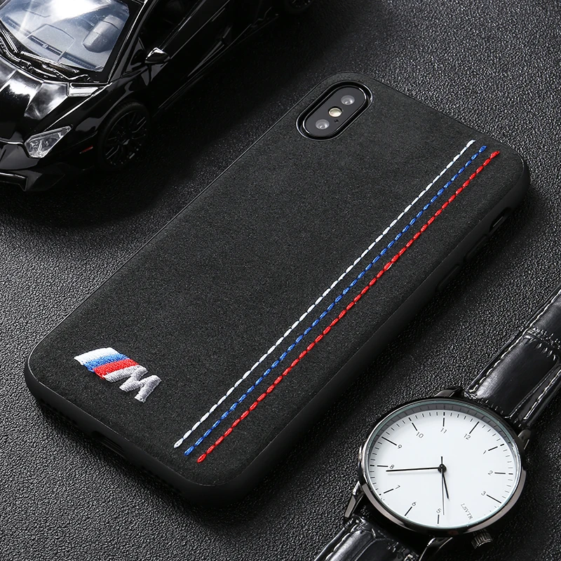 Limited Track Motorsport Embroidery BMW Car Logo Cover Case For iPhone 6 6S 7 8 plus X XR XS MAX Luxury Leather AMG Telefon Case