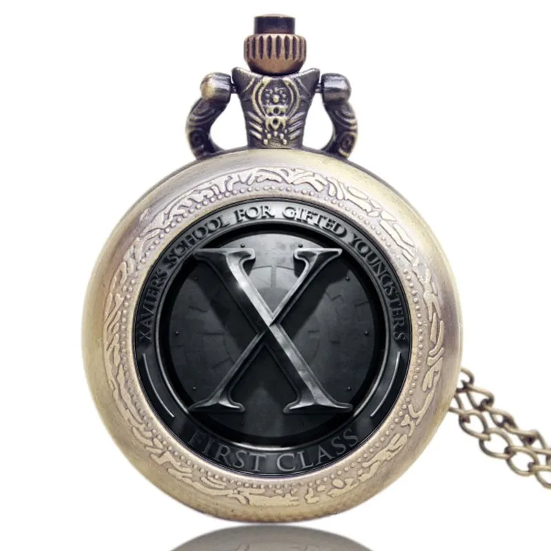 Новый Дизайн X-Для мужчин тема Стекло купол Бронзовый Кварц подвеска карманные часы с Цепочки и ожерелья Цепь для подарка