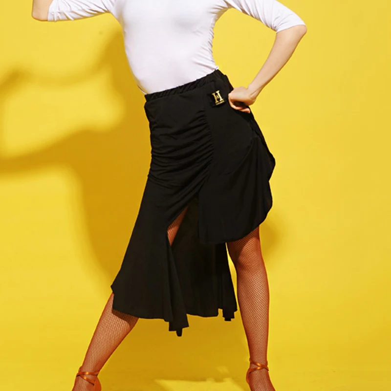 

Latin Dance Skirt Black Sexy Split Samba Salsa Skirt Ladies Practice Performance Wear Women Cha Cha Latin Dance Clothes DNV10453