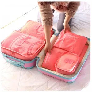 

6 in 1 travel use Suitcase Storage bags waterproof luggage sorting bags 6 pieces per set for cloth/underwear/cosmetic 10 colors