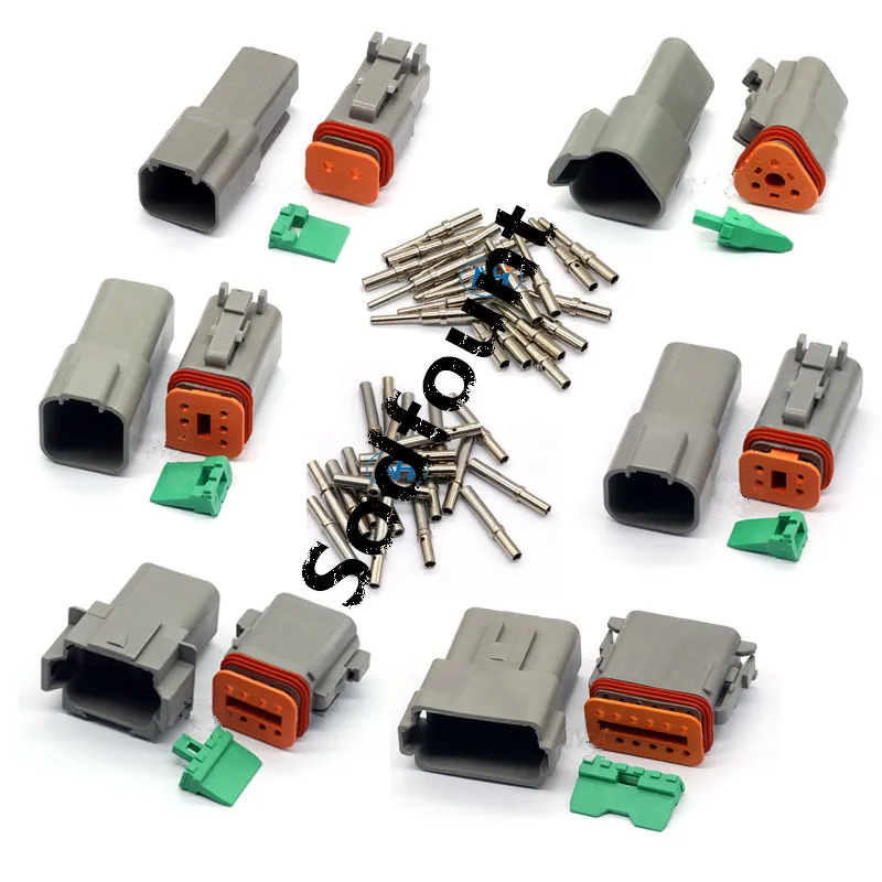 

10 set Kit Deutsch DT 2/3/4/6/8/12 Pin Waterproof Electrical Wire Connector plug Kit 22-16AWG Engine/Gearbox waterproof electric