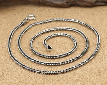 

KJJEAXCMY fine jewelry S925 sterling silver jewelry imported 1.5mm hemp rope pendant with men and women's silver necklace.