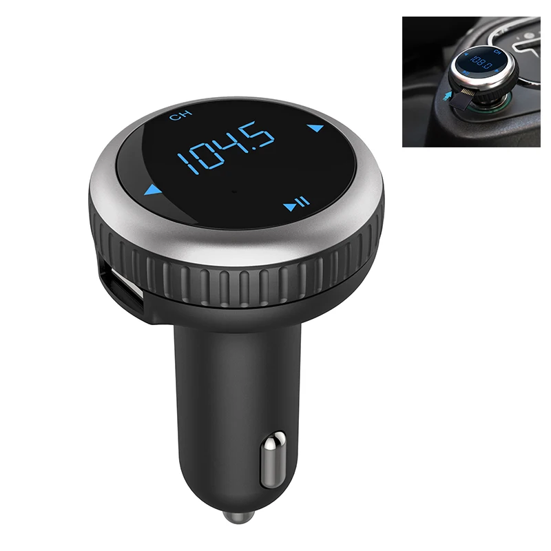 2017 Bluetooth 4.2 Handsfree Car Kit FM Transmitter MP3 Audio Player Digital LED Display Aux Car Kit with Dual USB Charger bluetooth-digital-audio-player