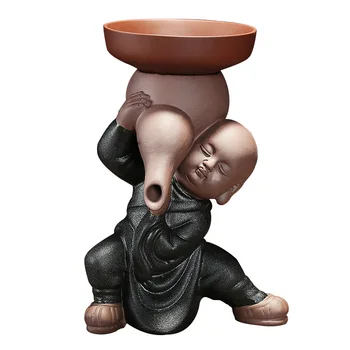 

13x10.5cm High Quality Porcelain Little Monk Tea Strainer & Holder Ceramic Tea Infuser