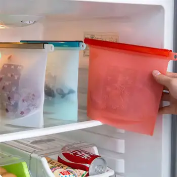 

Reusable Silicone Vacuum Kitchen Food Fresh Bag Fruit Meat Milk Storage Containers Refrigerator Bag Ziplock Kitchen Organizer