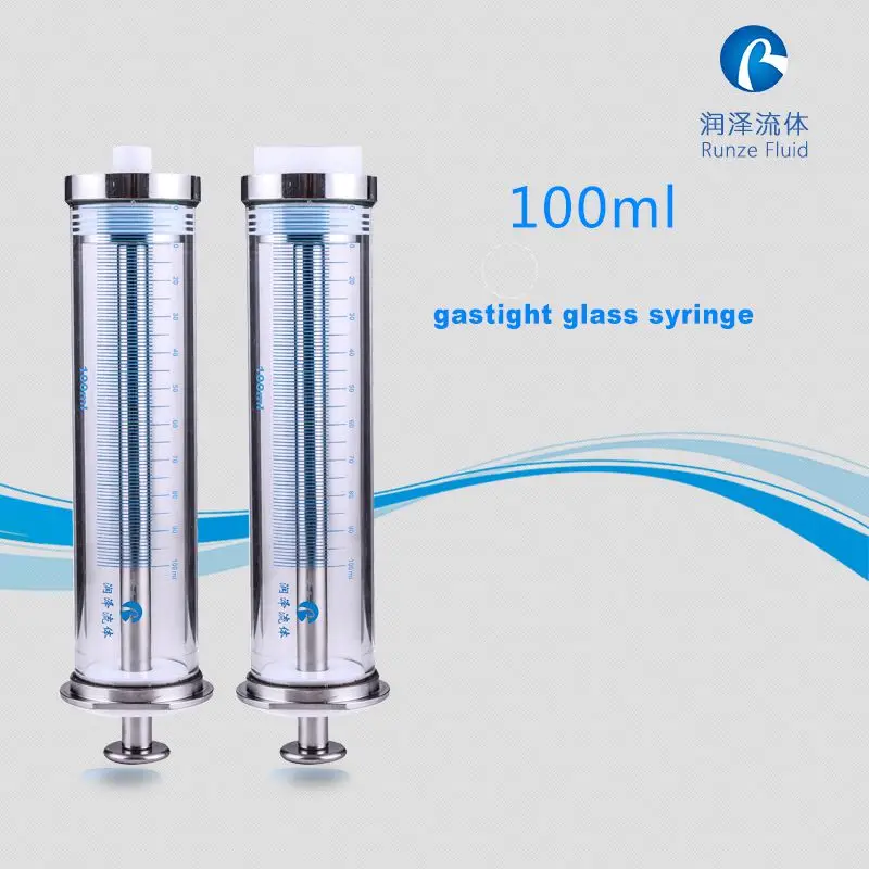 100ml reusable gastight glass syringe for industrial syringe pump in