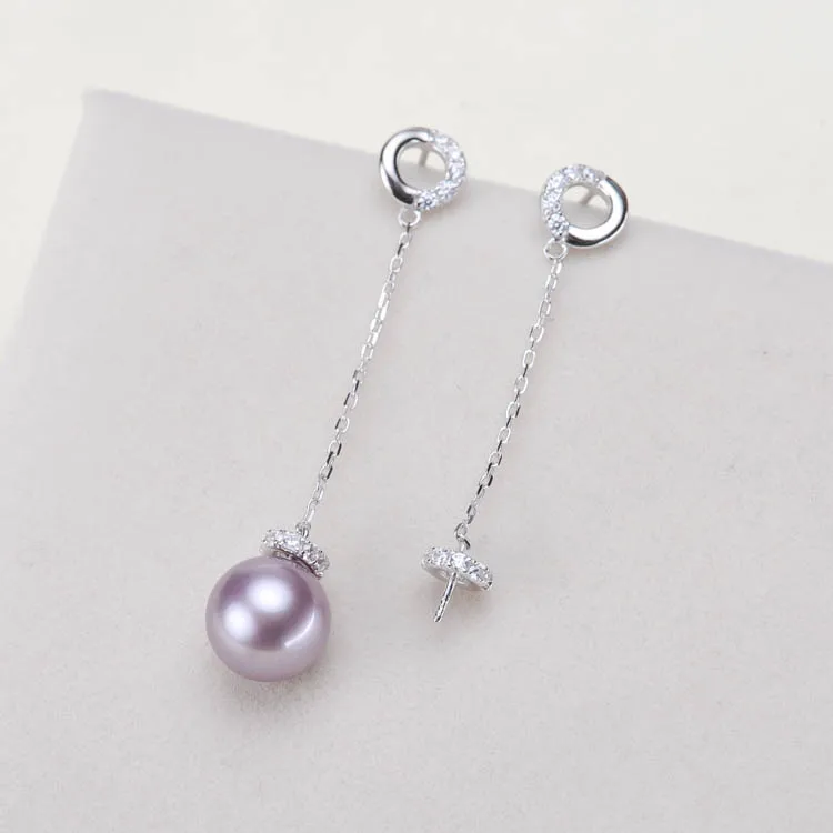 

925 Sterling Silver Pearl Earrings Setting Mountings Charm Lovely Earrings Finding Jewelry Parts Fittings Women's Accessories