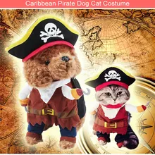 New Caribbean Pirate Cosplay Custome Funny Pet Clothes Creativity Teddy dog Set cat suit Skull Hat Diy Party Corsair Dressing up