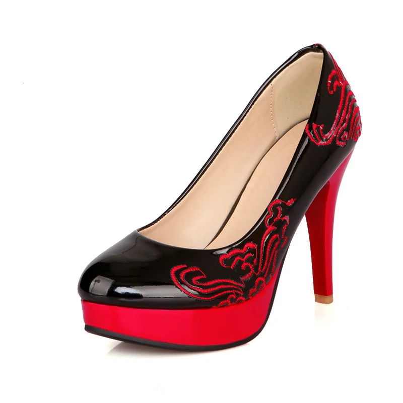 NiLanYa Туфли на очень высоком каблуке с платформой с круглым мыском туфли для ночного клуба туфли для выступлений женские туфли для работы 30–50 HQW-6999 - Цвет: black
